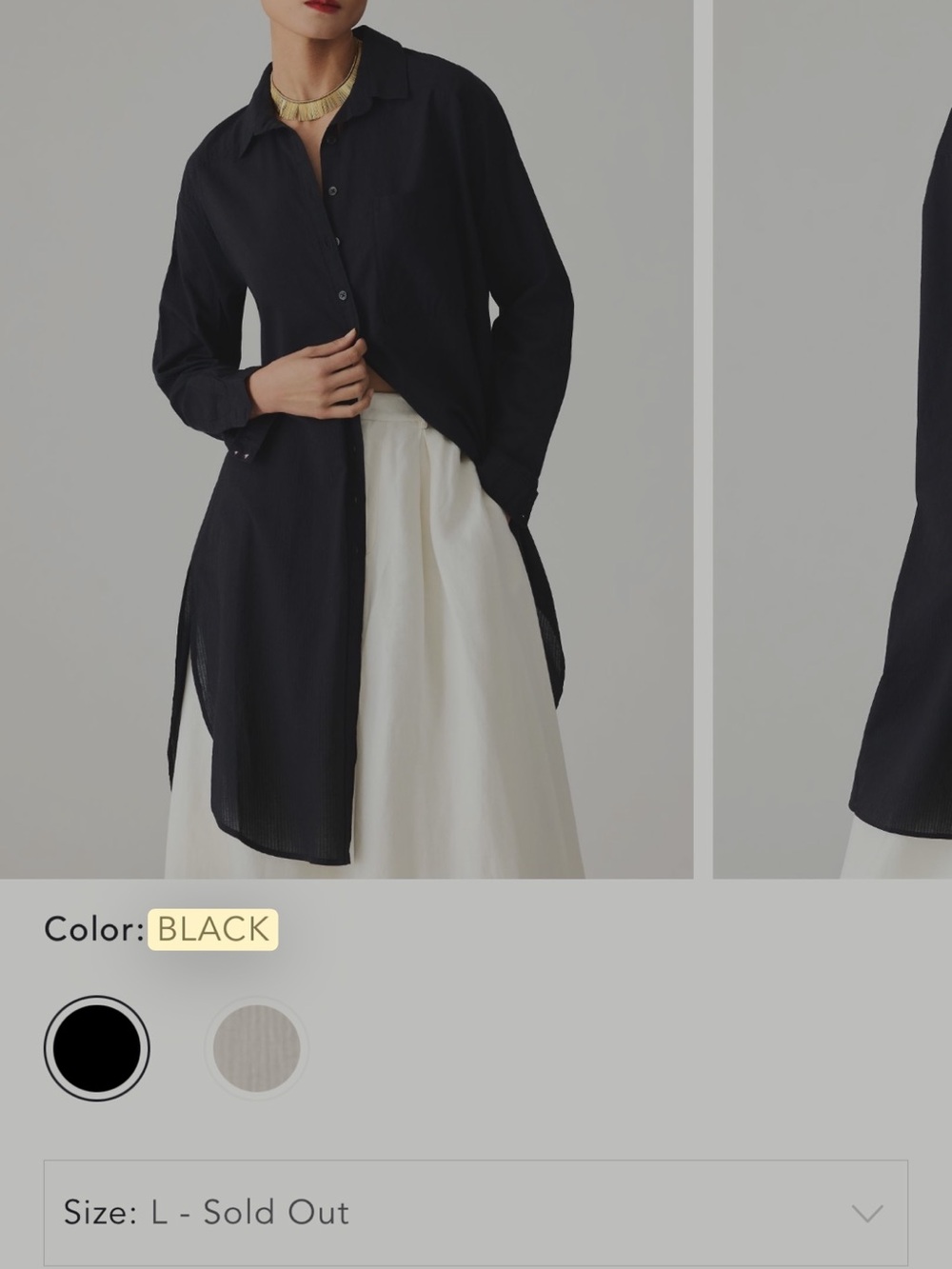 Maeve Black Longline Button Down Shirt